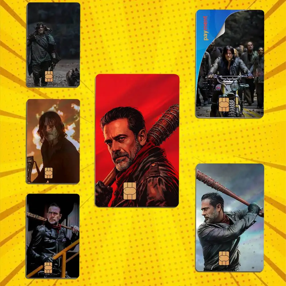 Daryl Dixon Season 3 Negan Walking Dead Laser-like texture Card Stickers Credit Visa Debit Bank Charge Card Bus Metro