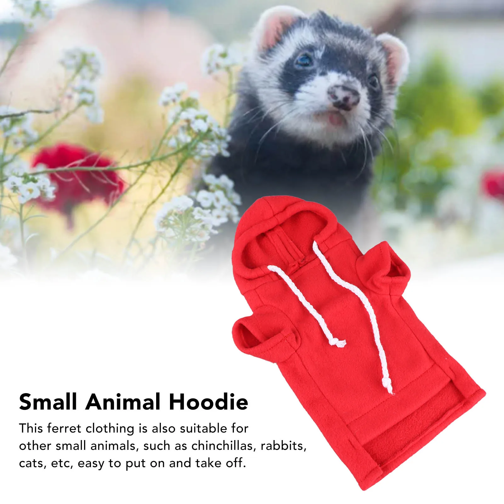 ZK30 Pet Ferret Sweatshirt Warm Soft Skin Friendly Cute Small Animal Hoodie for Daily Party S Red