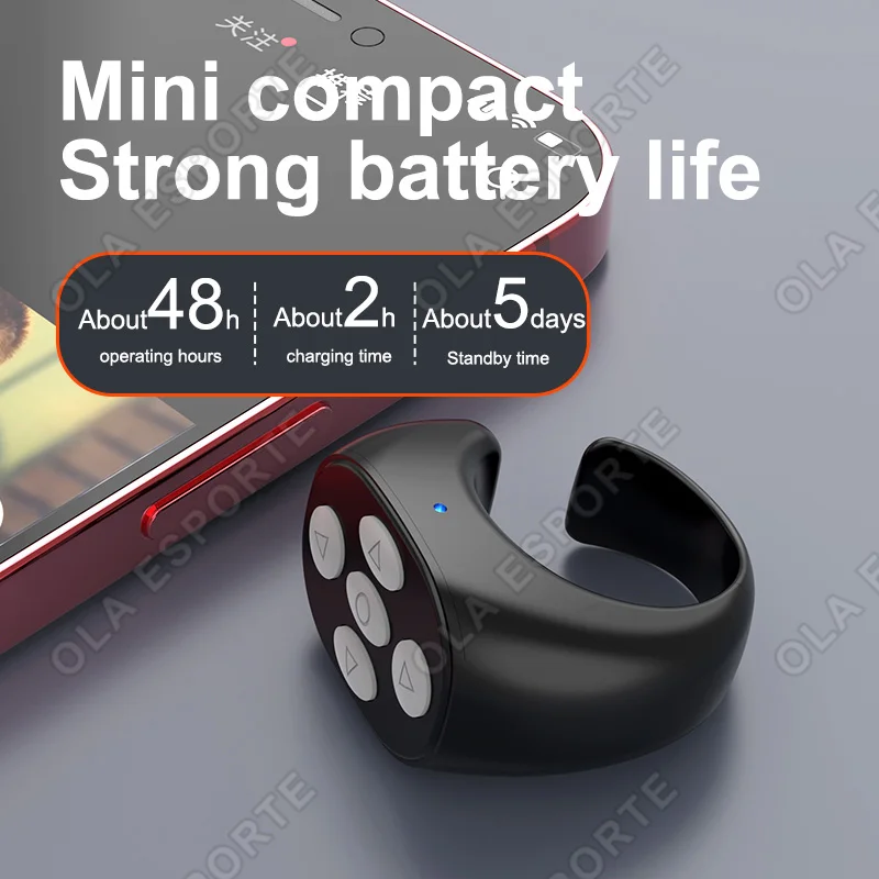 Remote Control Bluetooth Camera Video Recording Remote Page Turner Clicker E-book Remote Scrolling Ring for iPhone Android R12