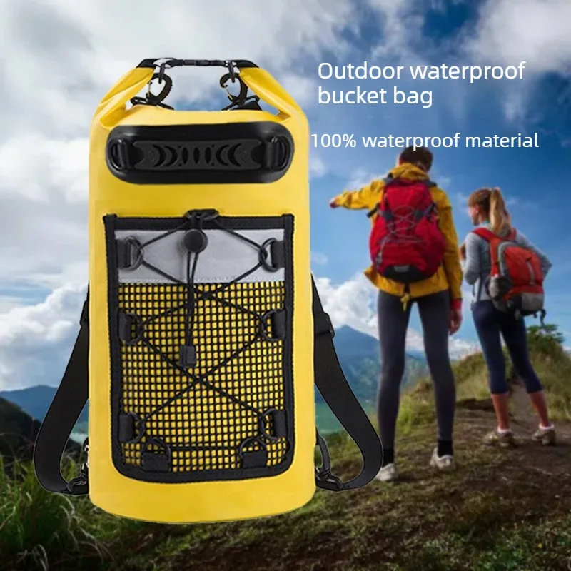 Large Capacity Mesh Pocket Waterproof Bag Outdoor Beach Backpack for Swimming Rafting Drifting