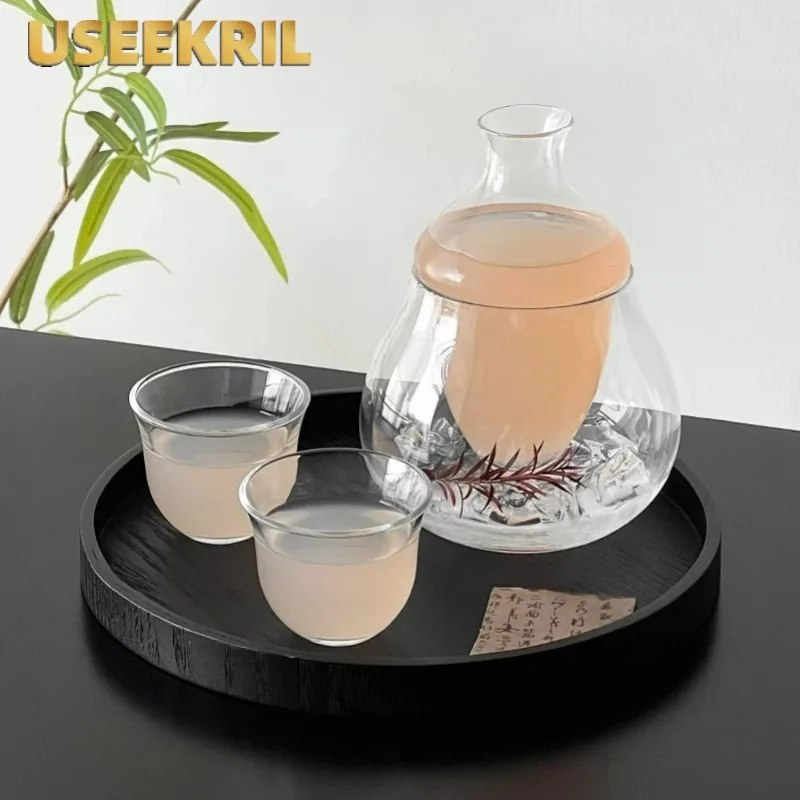 

Creative Wine Glass Dispenser,High-value Sake Cup Set,Japanese Style Ice Wine Glass Pot,Exquisite Wine Pot And Wine Cups,For Bar