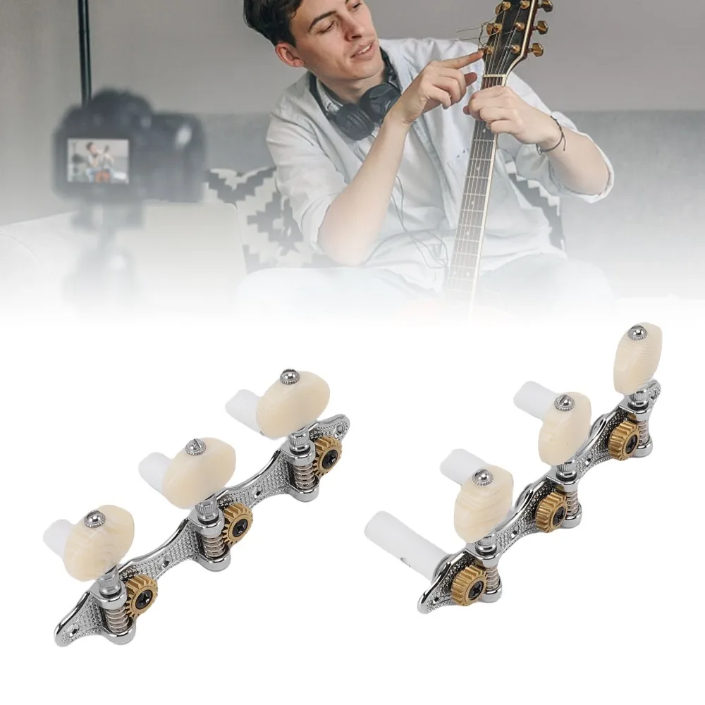 Metal Guitar Tuners Machine Heads 3L3R Configuration 1:18 Gear Ratio Classical Guitar Tuning Keys Silver Guitar Tuning Pegs