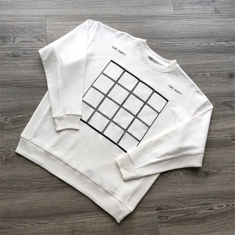 Harajuku White Life Cavempt Sweatshirt Japan Autumn Loose Square Round Neck Pullover Couple Long Sleeved Men Women Sportswear