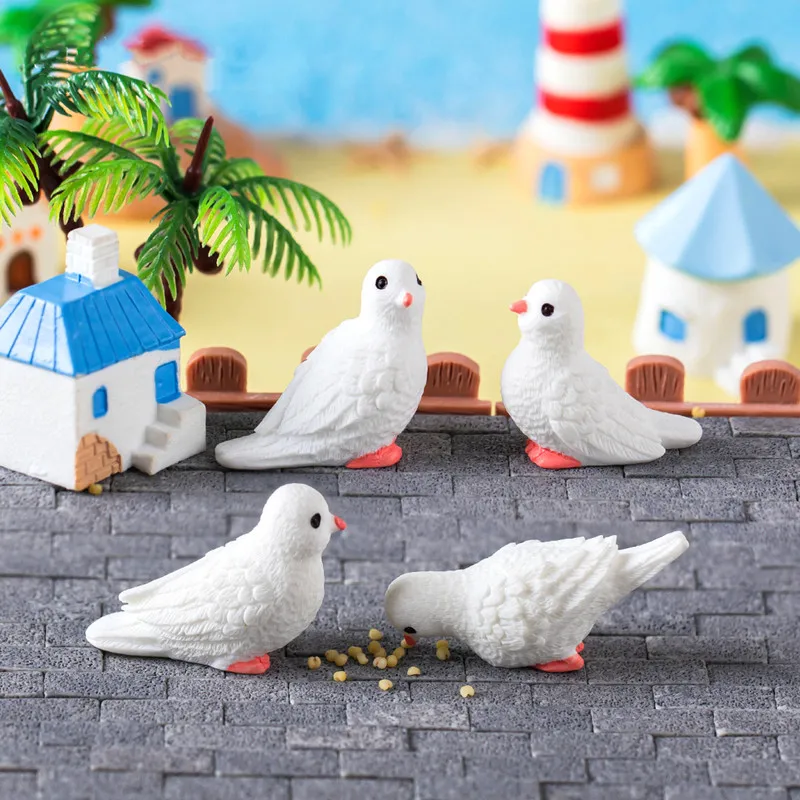 

Figurine Miniature Island Dove House Coconut Tree Beach Micro Landscape Ornaments For Hoom Decorations DIY Desk Accessories