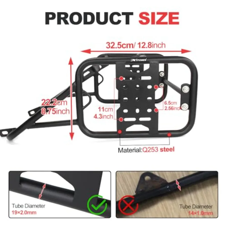 Motorcycle Pannier Racks Fit for XT250 20082025 Motorcycle Saddlebag Support Racks Side Pannier Racks for Enhanced Cargo Capaci