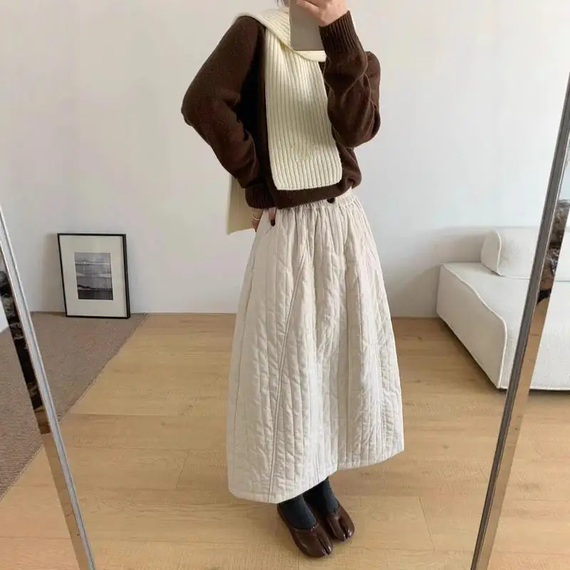 Korean Casual Women's Half Skirt Japanese Retro Girl Thick Skirt Autumn and Winter New Spicy Girl Flower Bud Skirt Sweet Lovely