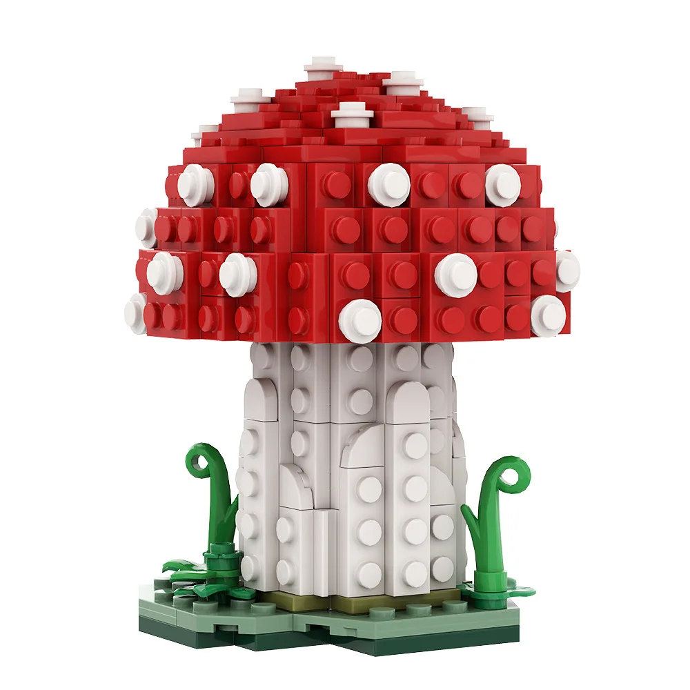 MOC-Modelo de Blocos de Cogumelo para Crianças, Kits de Montagem, Modelo Criativo, MOC Amanita Muscaria, Floresta, Fúngicos, Plantas, Puzzle, Presente