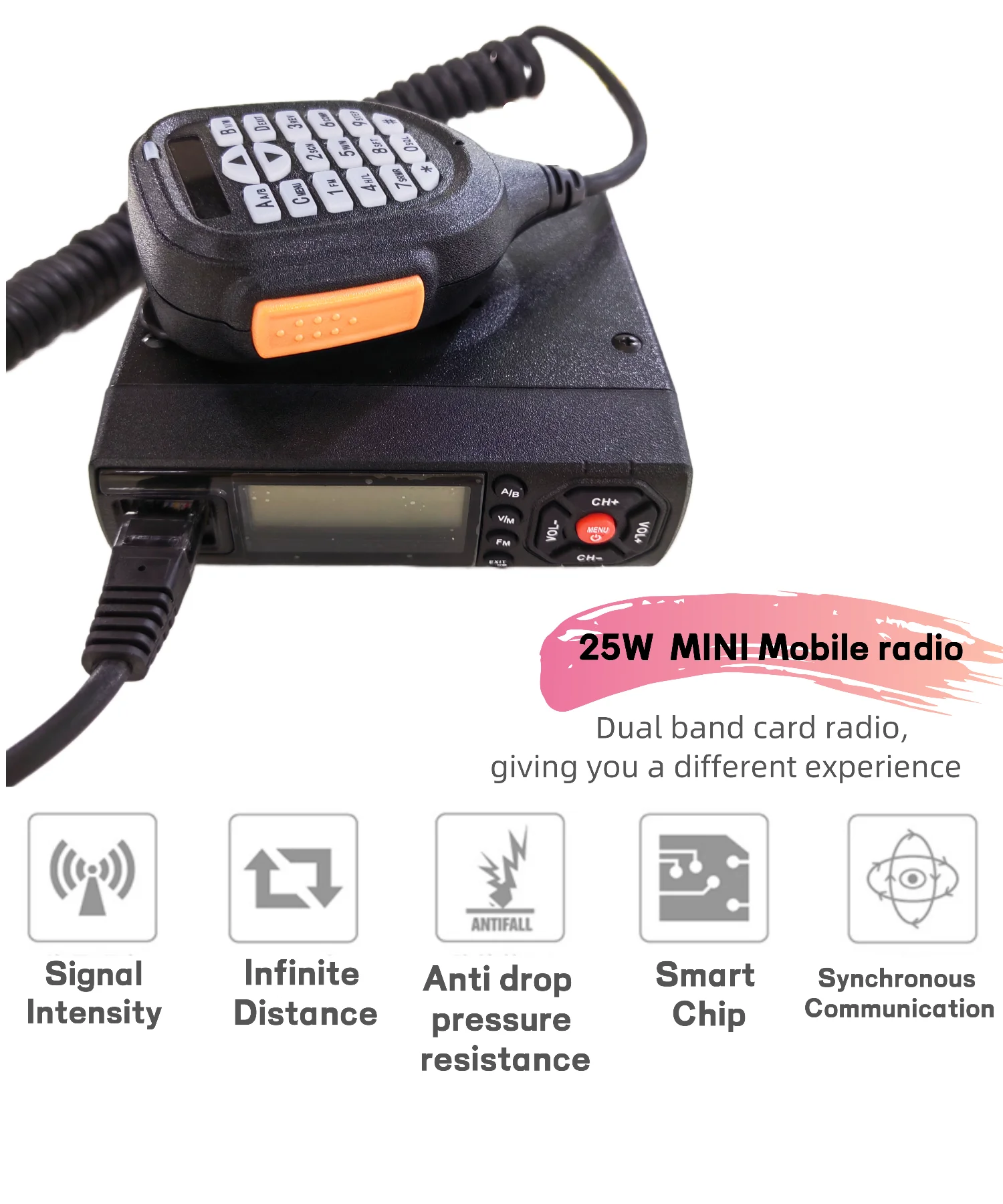 New 25w walkie talkie 100km Dual Band uhf vhf marine mini mobile radio