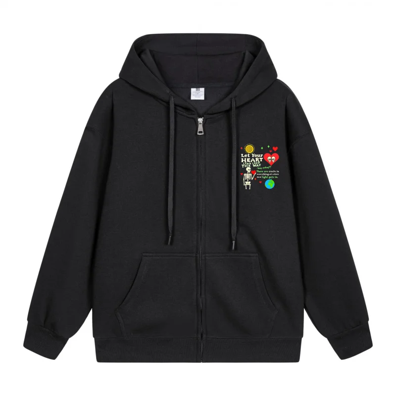 

Men's Zip-Up Hoodie Colorful Design On Black Hoodie Halloween in 2025 Casual Couples’ Style Halloween Theme Halloween Party Out