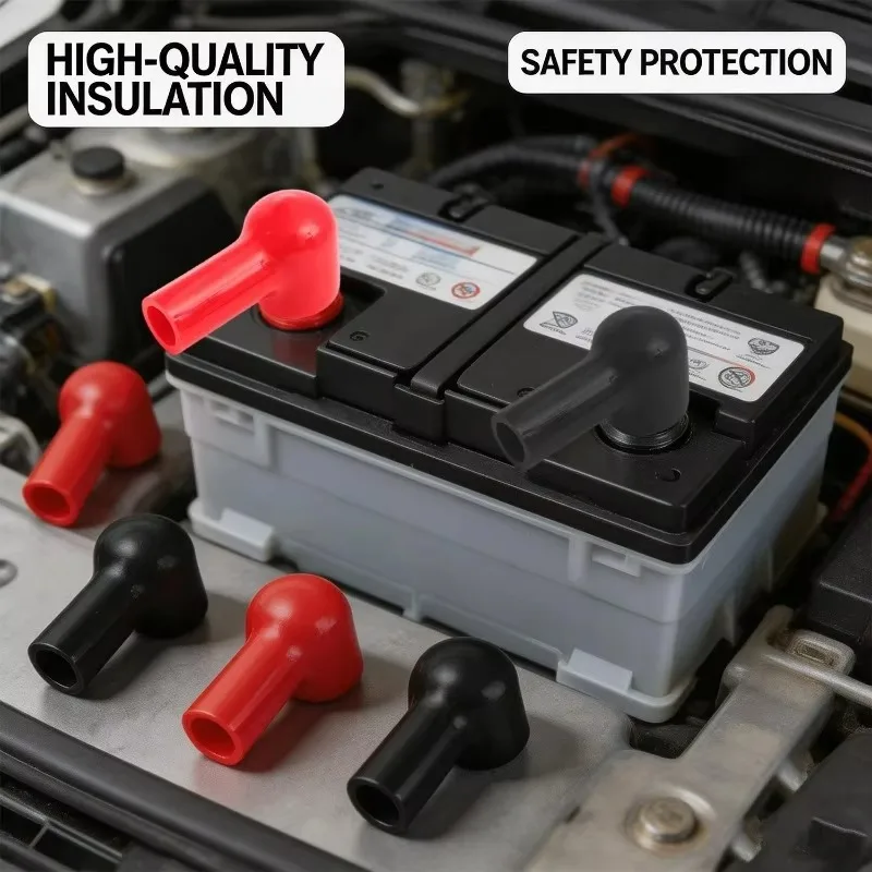 Car Battery Terminal Cover Boot Insulating Protective Lug Cap 15X20mm Battery Insulation Covers Connectors Auto Accessories