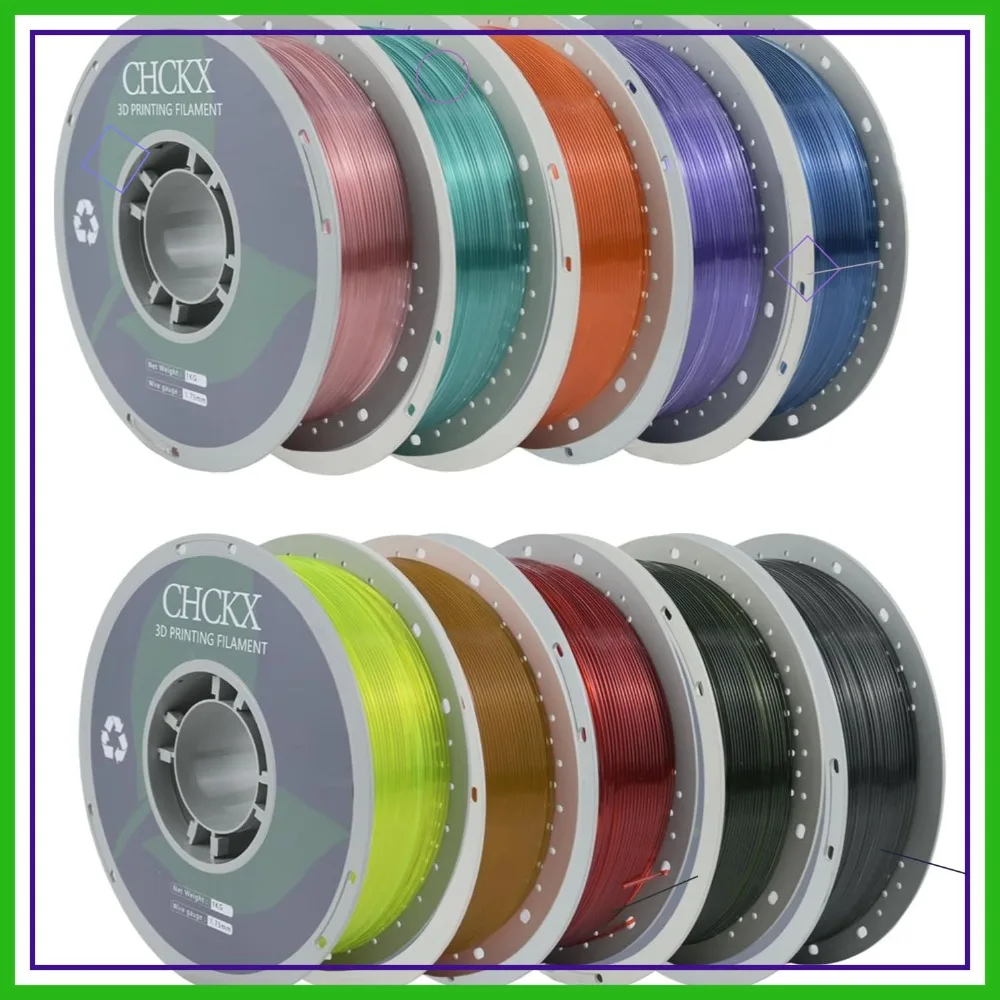 

10KG PETG Transparent 3D Printer Filament Bundle, Dimensional Accuracy +/- 0.03 mm, 10 Colors