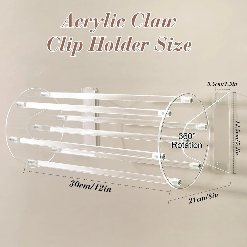 

360-Degree Rotating Holder Acrylic Hair Clip Organizer Bedroom Organization Minimalist Style Space-Saving Storage