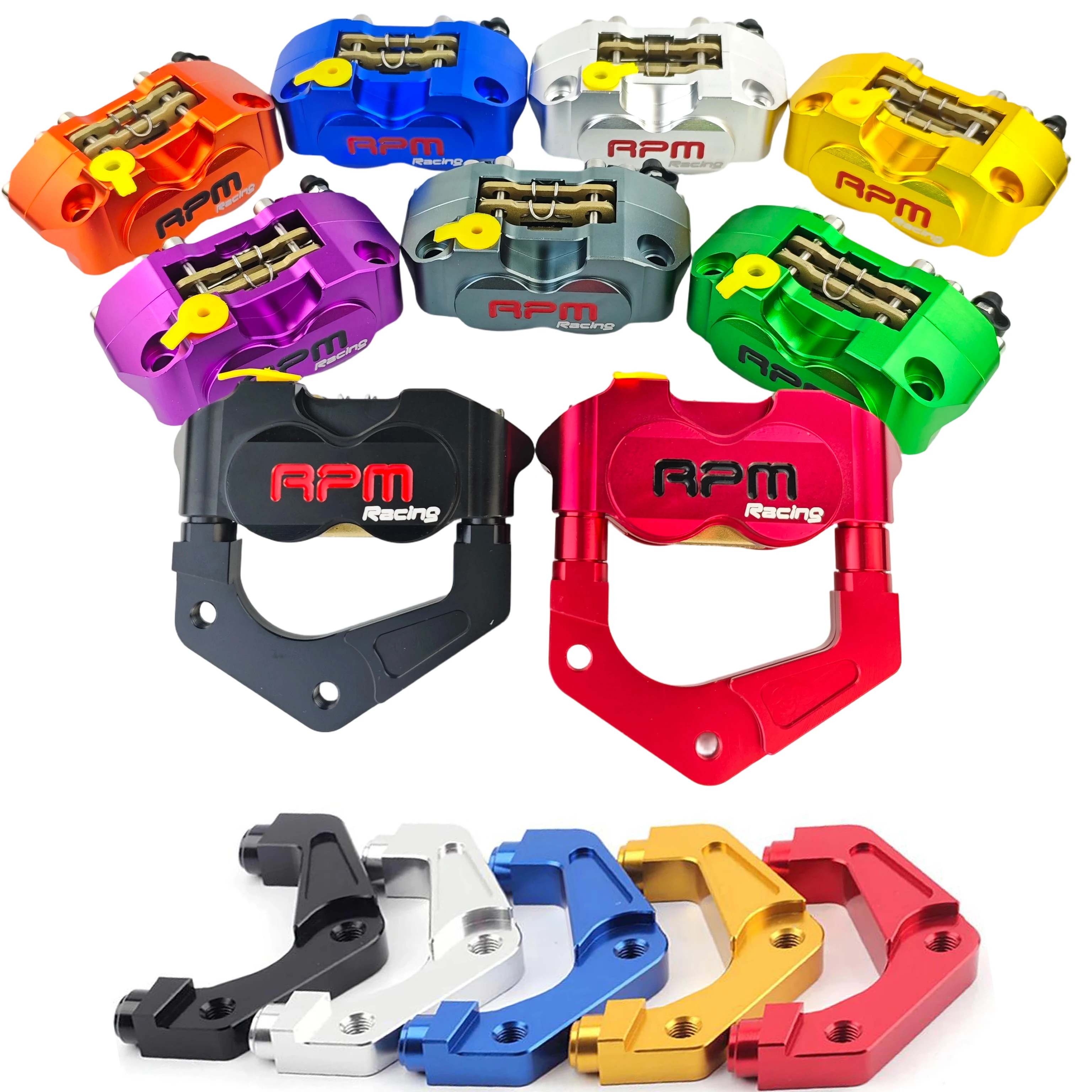 

Universal Motorcycle Brake Caliper 4 Piston Radial Mount 82mm RPM with 200/220mm Adapter Bracket for Brake System Modification