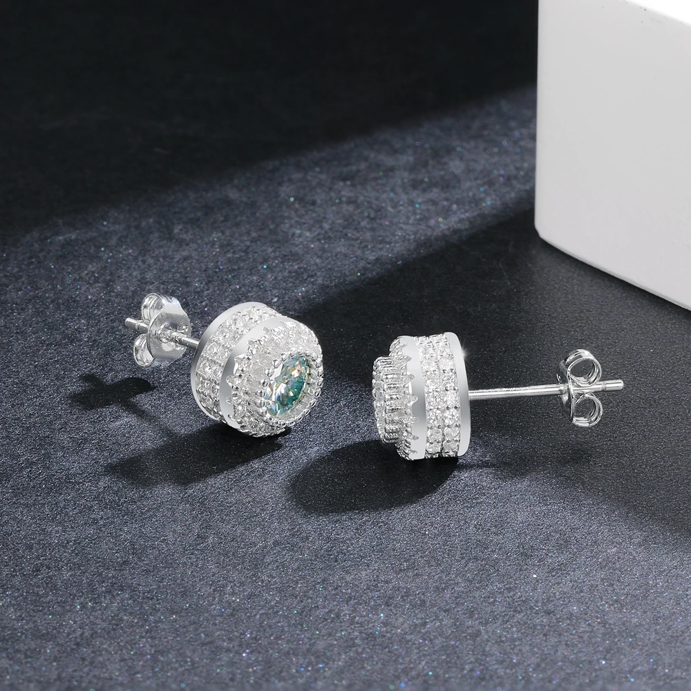 PuBang Fine Jewelry Real 925 Sterling Silver GRA Moissanite Diamond Luxury Stud Earrings for Women Men Engagement Gift Wholesale