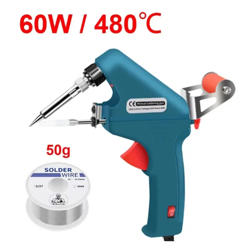 Saldatore blu 60W becco d\'aquila pistola portatile endotermica 50G filo riscaldato strumento di riparazione domestica erogazione manuale di stagno