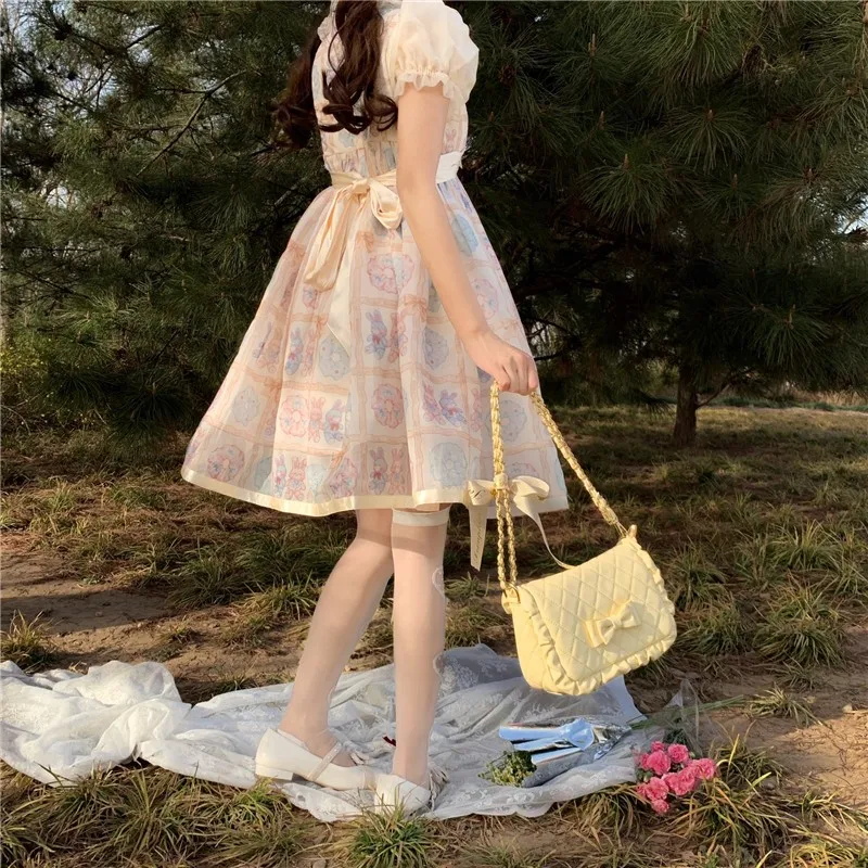 JIAERDI-Sac à Main Harajuku Lolita pour Femme, Sacoche Japonaise Solide, à Motif JOPlaid, Souple, Kawaii, Sous les Bras