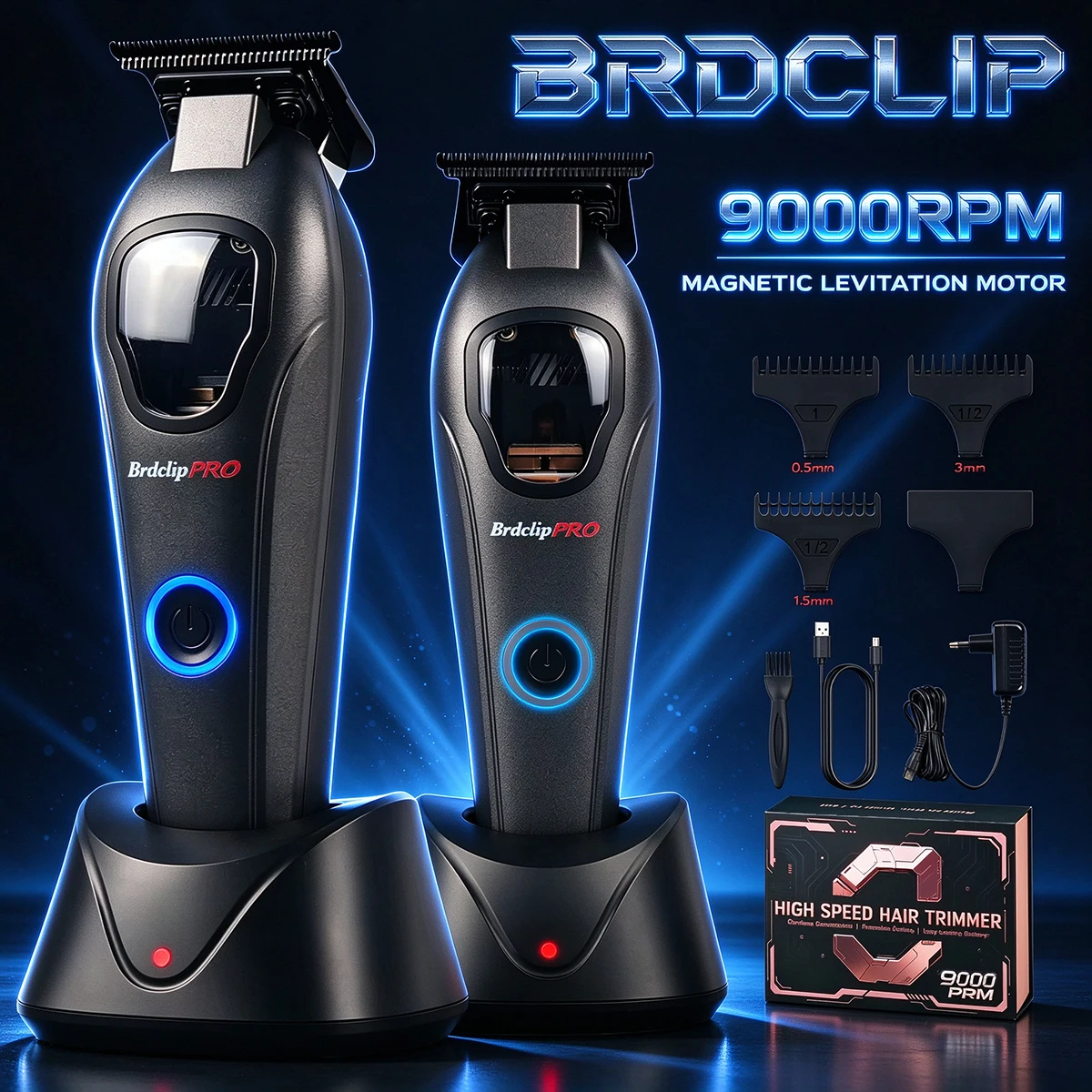 Magnetic levitation motor 9000RPM Professional hair trimmer 633T DLC Blade Men's BRDCLIP Hair Clipper Barber Shop Base Machine
