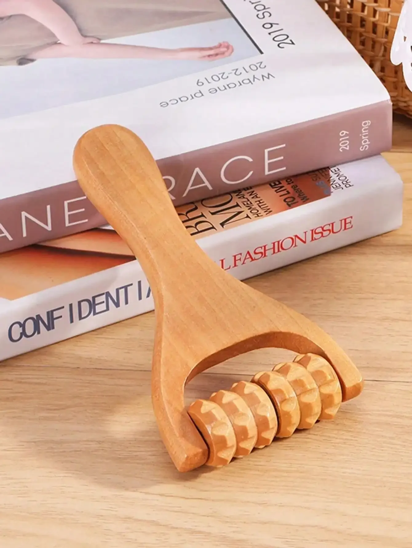 Wooden Roller Massager Handheld Body Therapy Tool for Face Shoulder Neck Soothing Relaxing Muscle Relief Ergonomic Portable