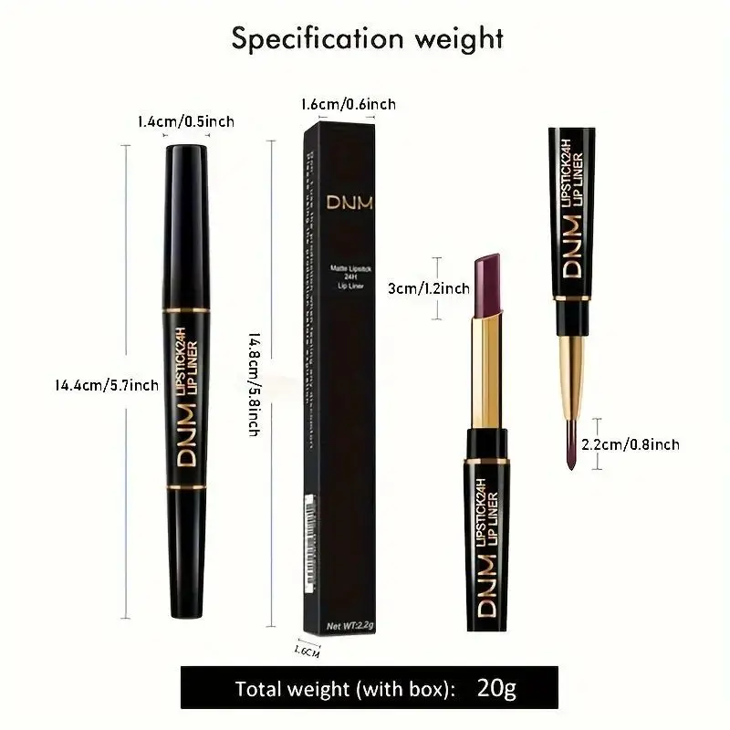 12-Farben-Doppelseitiger Lippenstift- und Lipliner-Stift, wasserfest, antihaftbeschichtet, langlebig, natürlicher Make-up-Effekt für alle Haut