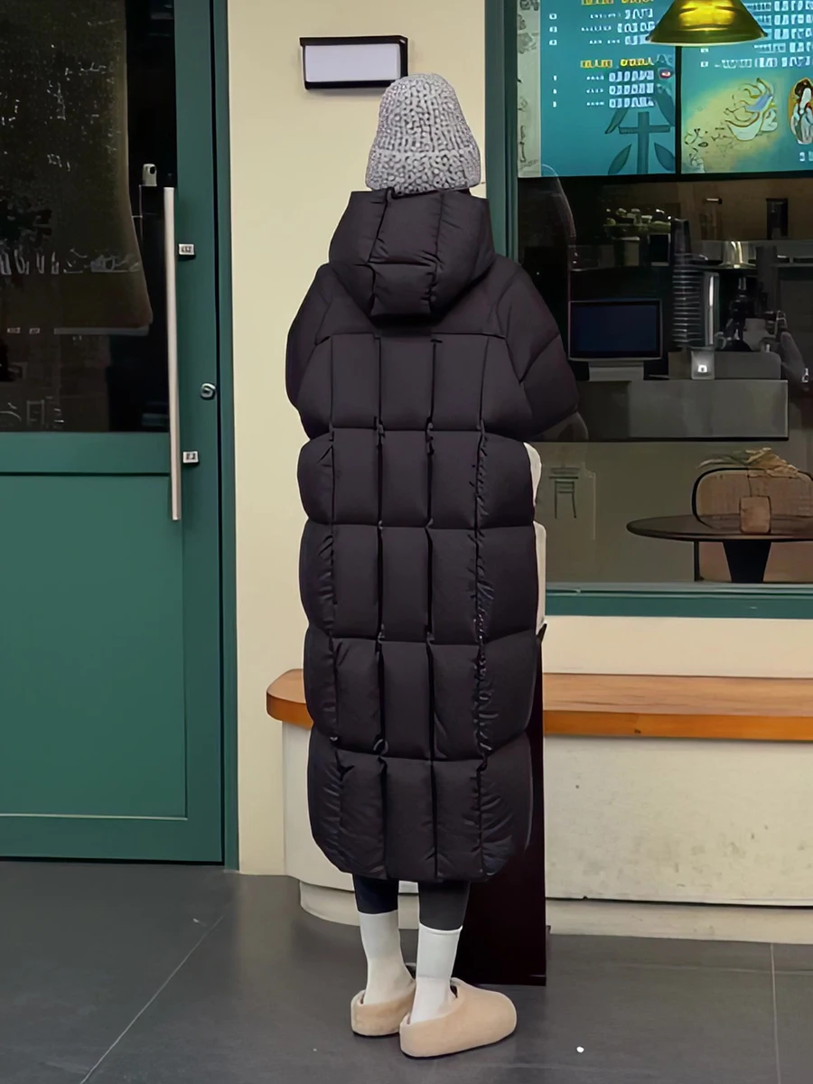 

New National Standard Long Duck down Jacket Women's Lightweight Puffy Coat with Hood Winter 2026 Warm Outerwear