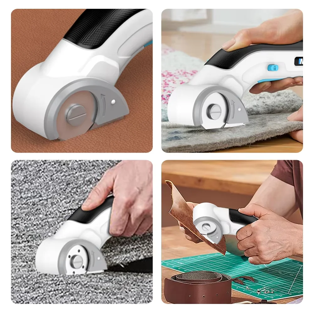 Cordless Electric Scissors Rechargeable Electric Rotary Cutter with Blades For Leather Carpet Plastic Cutting/Sewing Power Tool