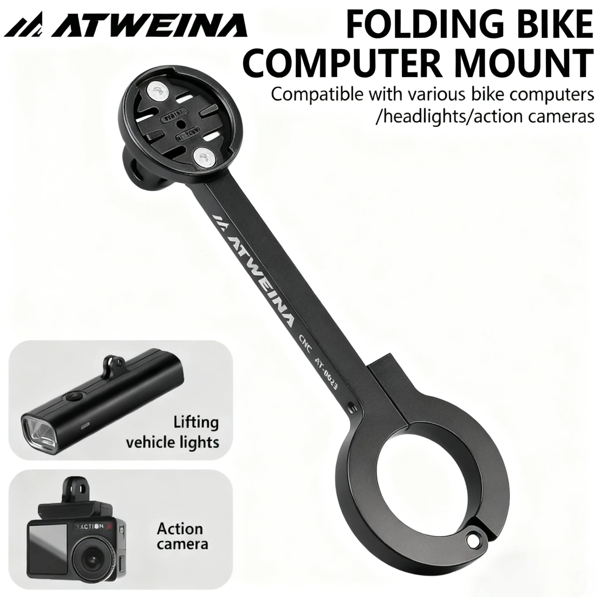 

ATWEINA Lightweight Bike Mount CNC Aluminum 180° Adjustable Bracket for Speedometer & Camera Folding Bike Fit