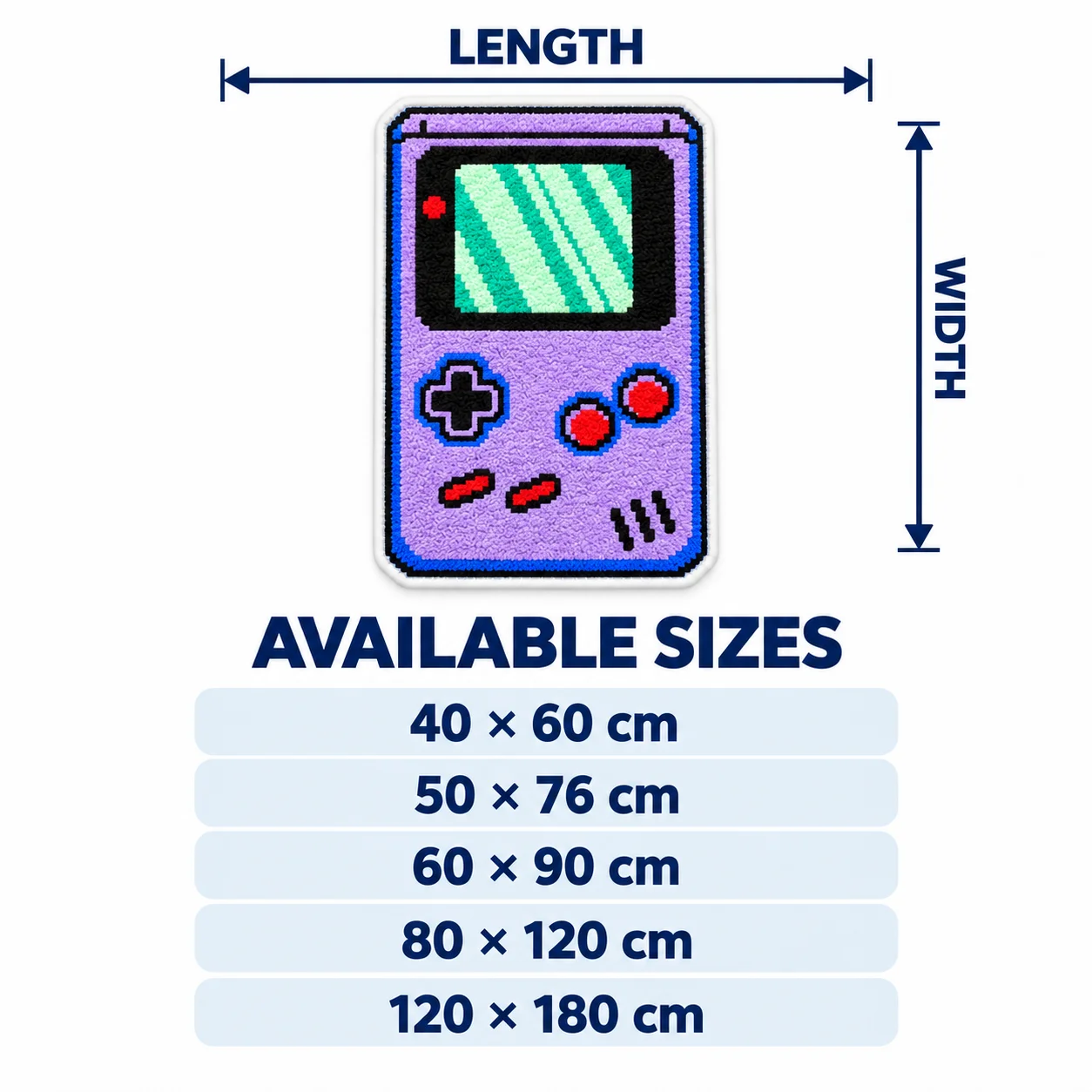 Game Handheld Console Shaped Area Rug, Pixel Gaming Floor Mat for Bedroom Living Room Game Room Dark Art Home Decor Gift