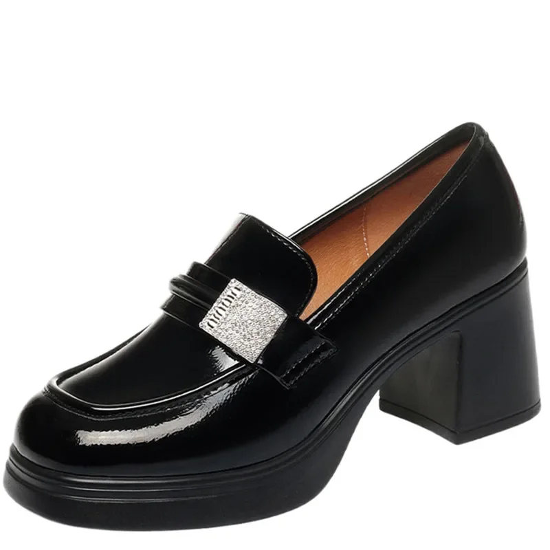 

Pop 7CM Women Square High Heels Loafers Shoes Oxfords Loafers Women Mary Jane Girls Japanese Jk Uniform Lolita Shoes Gothic Loaf