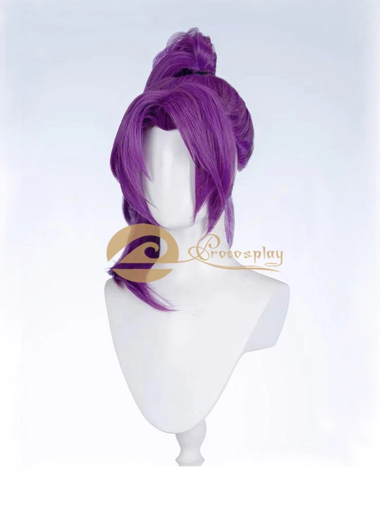 Psylockee peruca cosplay jogo roxo preto acessórios de cabelo para mulher c09366