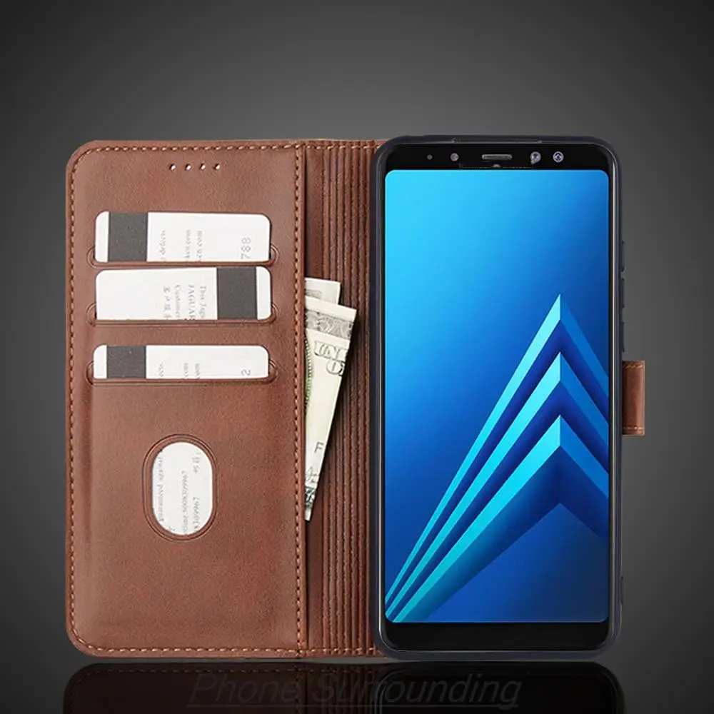 Case for Samsung Galaxy A8 2018 A530F / A8+ 2018 A730F J4 J6 A6 Plus 2018 PU Leather Card Holder Wallet Case Magnetic Attraction