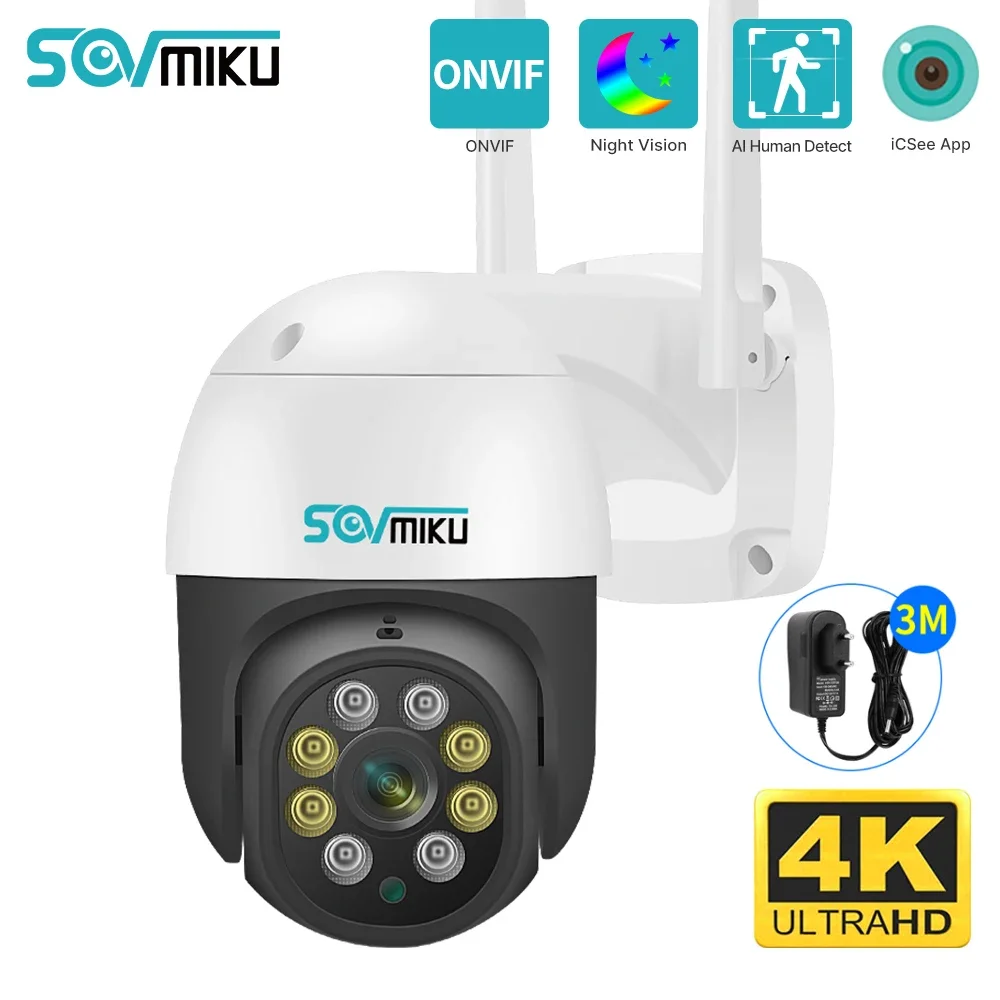 Cámara de vigilancia inteligente PTZ, dispositivo de seguridad para el hogar, 4K, 8MP, WiFi, Zoom 5xdigital, detección humana por Ia, visión