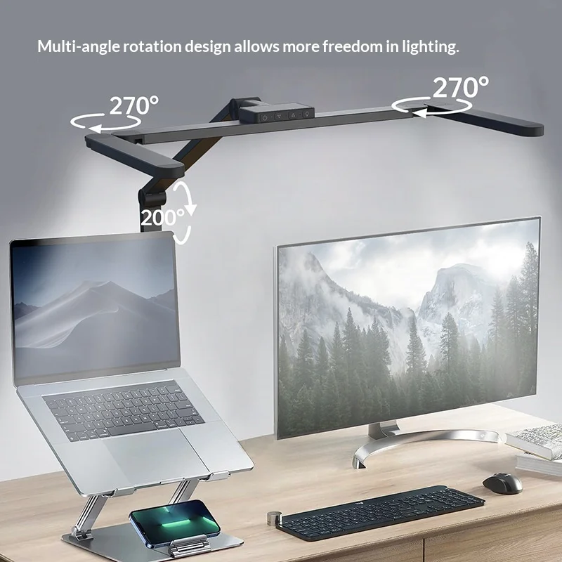 Metal Foldable Clamp Desk Lamp for Office Study, Eye-Care LED Work Light for Nail Art, Detachable Home Decor