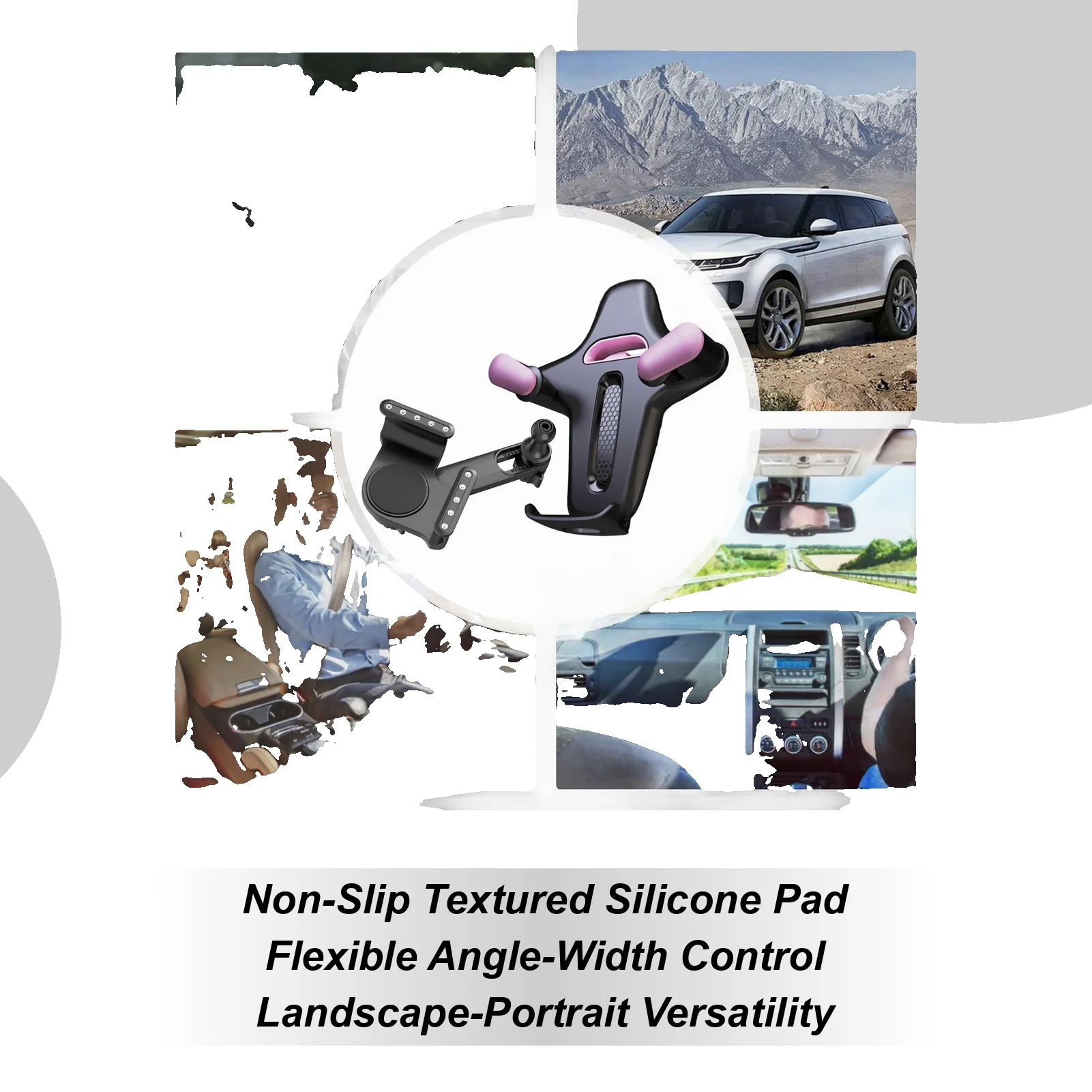 

Car Mount 360 Degree Rotating Cradle Vehicle Screen Phone Mount Clip For Truck Vehicle Auto Pickups Scooter Dashboard SUV Travel