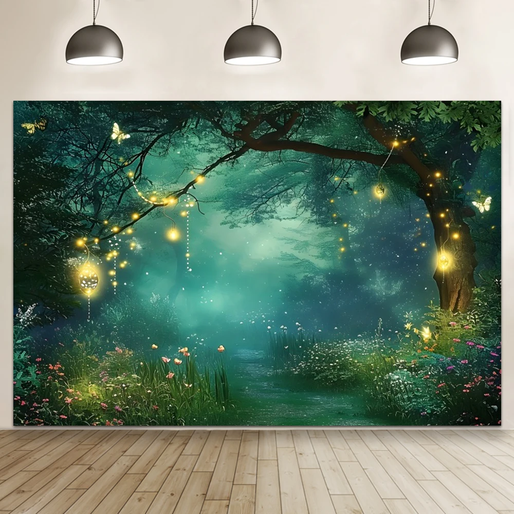 Photography Background Spring Fantasy Jungle Butterfly Magic Fairy Birthday Party Backdrop Video Photo Wall Photo Booth Props