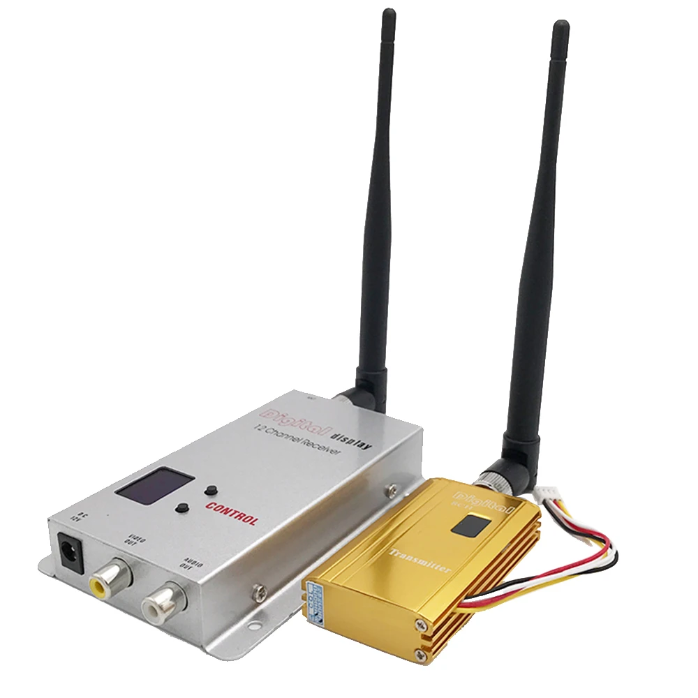 

RCMOY 1.2Ghz 1.2G 8CH 1.5W 1500mw Wireless AV Sender TV Audio Video Transmitter Receiver For FPV Quadcopter RC Drone