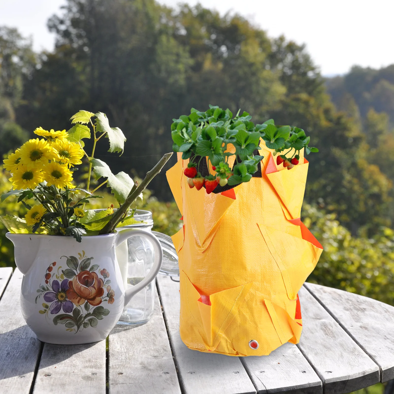 

1pc 3 Gallon Strawberry Planting Bag Pe Wall Hanging Grow Bag For Vertical Garden Multi-Pockets Nursery Container Dark Green