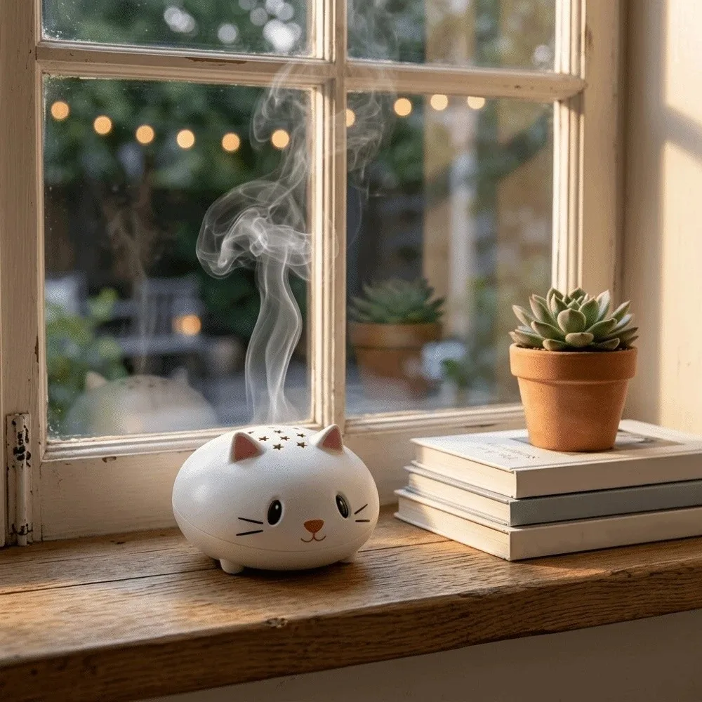 Unique Scalding-Proof Cat Mosquito Coil Burner Plastic Cartoon Mosquito Coil Tray Decorative Fireproof Mosquito Coil Box Bedroom