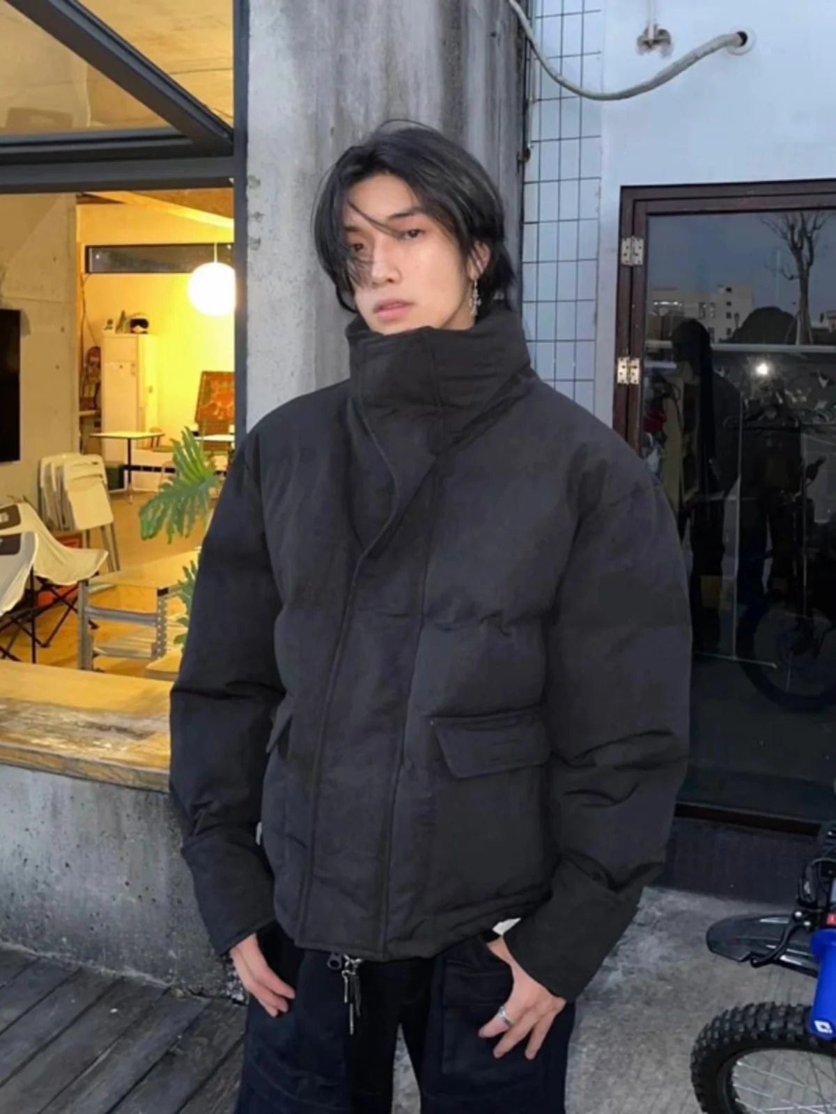 

Мужская зимняя куртка Bla Du: Американский уличный стиль, морозостойкая, с воротником-стойкой, хлопковая, теплая верхняя одежда