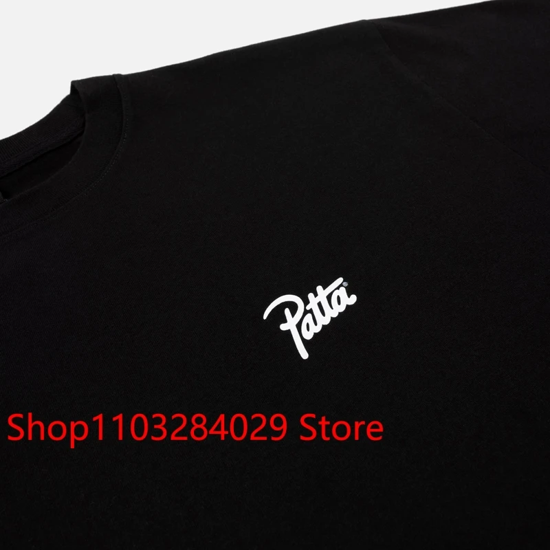 Simples Letter Print Black White Patta Short Sleeve Top Tee Men Women Couples Loose Casual Streetwear PATTA T Shirts