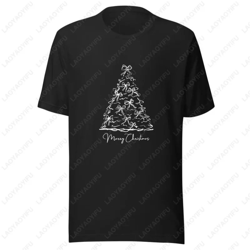 Christmas Tree New Year Xmas Merry Cotton Tees Holiday Party Outfit Men Women Cool Simple Funny Tops Festival Party Gift Tshirt
