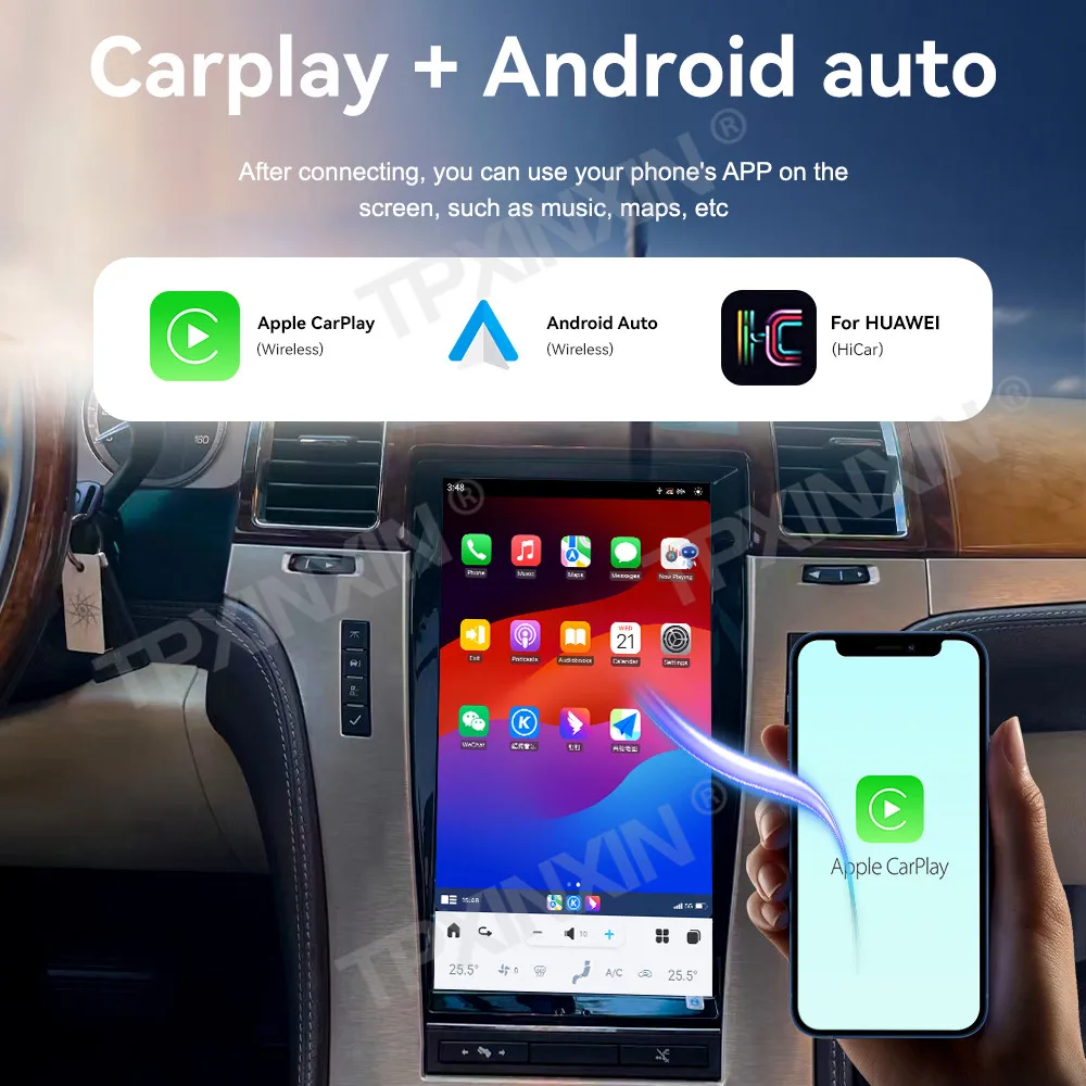 

Автомагнитола CarPlay для Cadillac Escalade 13,6-2004, мультимедийный плеер на платформе Android 13 с вертикальным экраном 2017 дюйма и GPS-навигацией, головное устройство