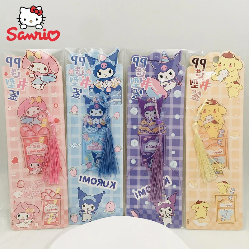 Sanrio Cinnamoroll My Melody Kuromi Shape Bookmark Cartoon Cute Transparent Frosted Tassel Bookmark Student Stationery