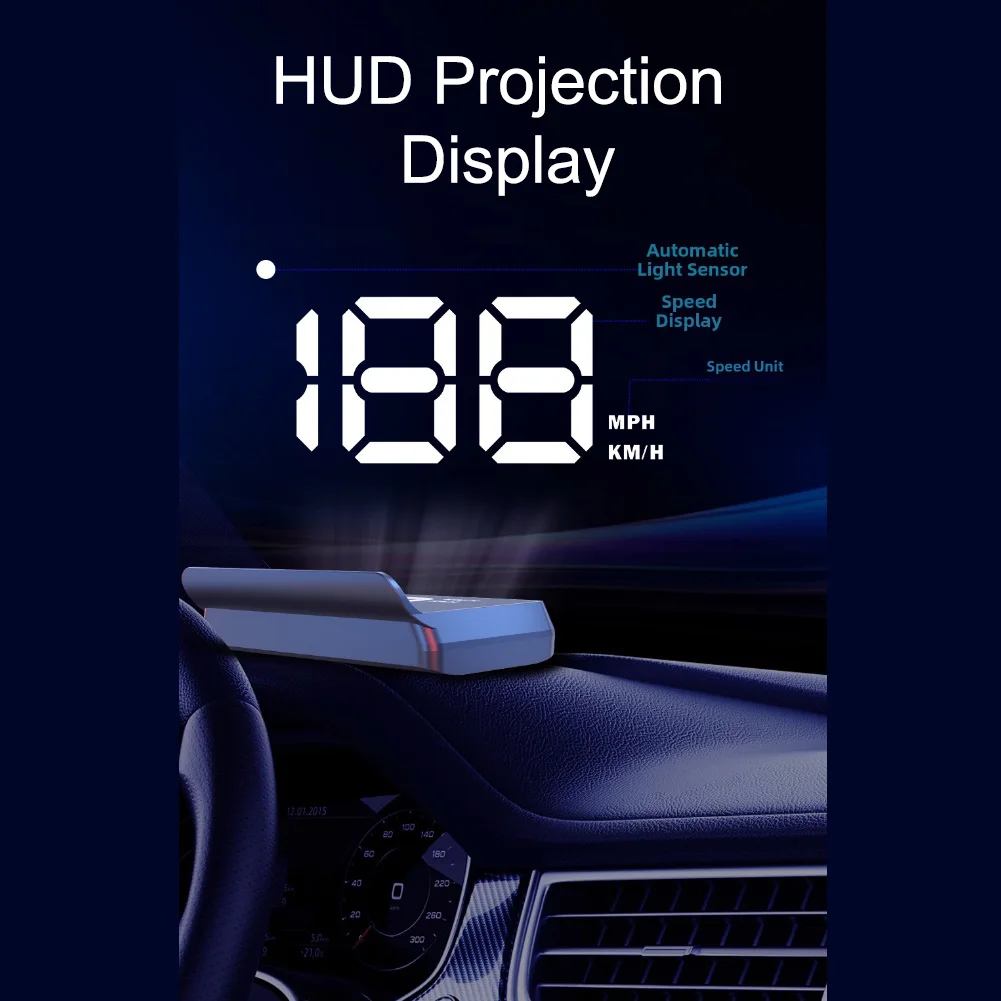 3 Inches Head Up Display GPS Digital HUD Speed Alarm, Automatic Light Sensing, Speed Unit Switching (KMH/MPH)