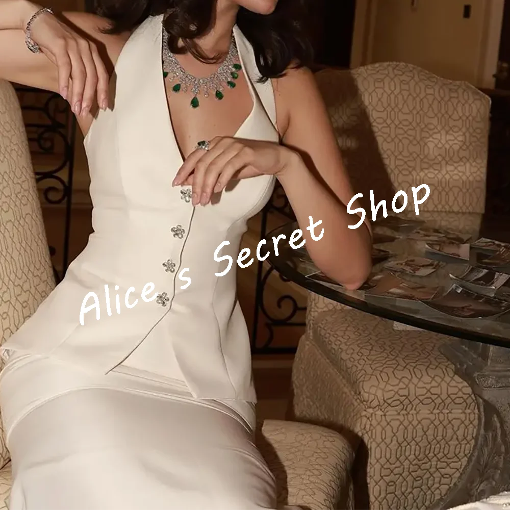 

Simple Halter Button Straight Formal Evening Dresses Cocktail Party Prom Gowns Customized