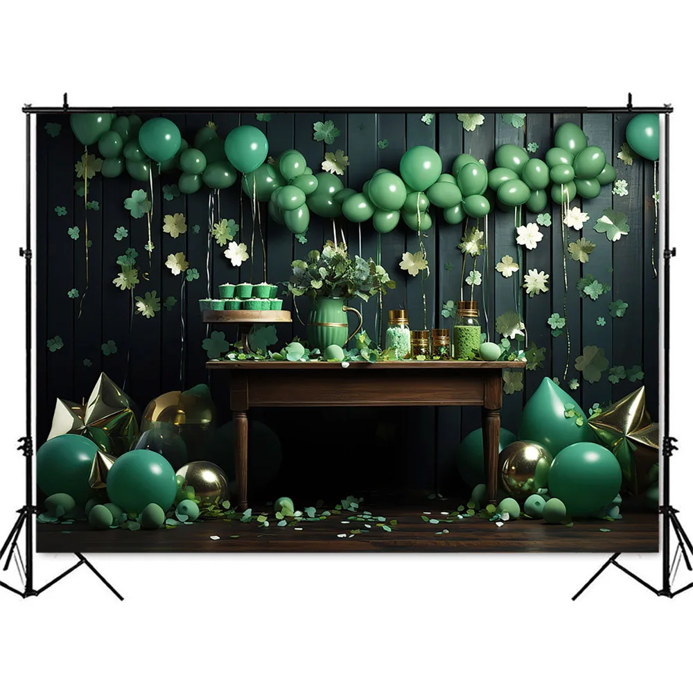 St Patrick's Day Backdrop for Photography Shamrock Lucky Photo Background for Irish Holiday Party Decoration Banner Cake Smash