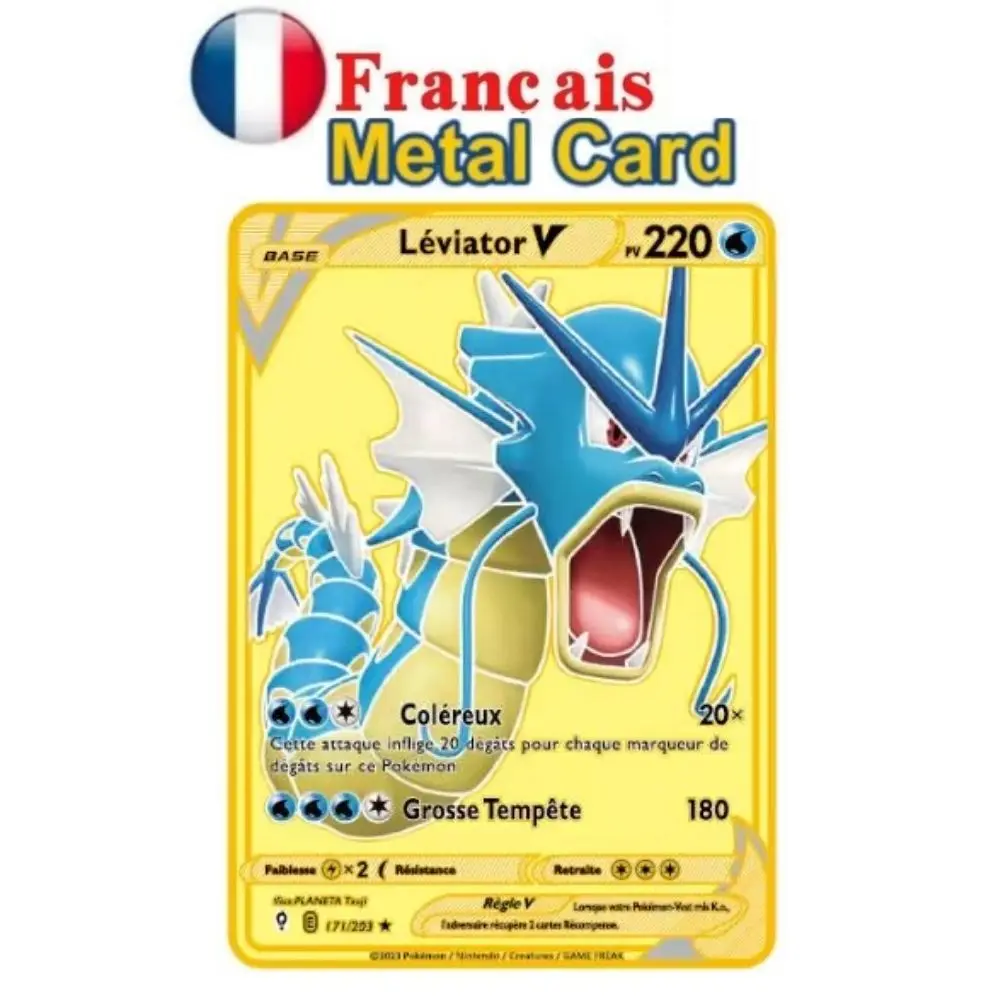 New Pocket Monster French Card Metal Gold Vmax GX Energy Card Charizard Pikachu Rare Series Combat Coach Card Children\'s Toy Gif