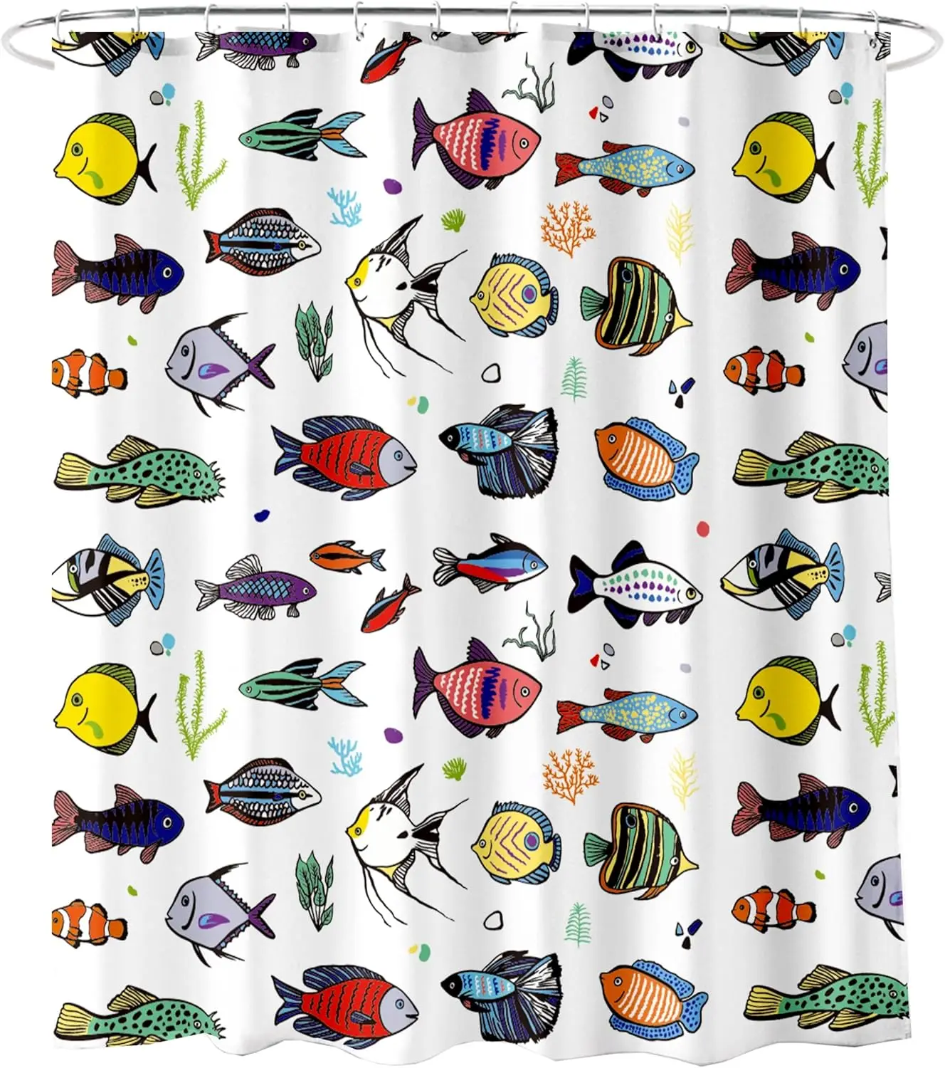 

Современная многоцветная занавеска для душа с рыбой, набор декора для ванной комнаты из полиэстера с художественным принтом океанских животных
