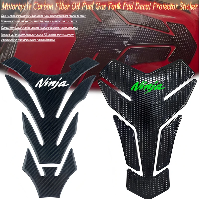 Motorcycle Carbon Fiber 3D Oil Fuel Gas Tank Pad Tankpad Decal Protector Sticker For NINJA 250 300 400 500 650 1000 ZX6R ZX10R