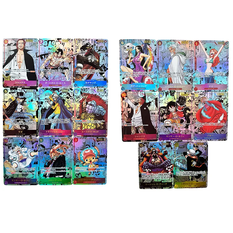 Anime One Piece Japanese English Version OPCG Comics Replica Shanks Rayleigh Nika Luffy Buggy Teach Game Anime Collection Cards