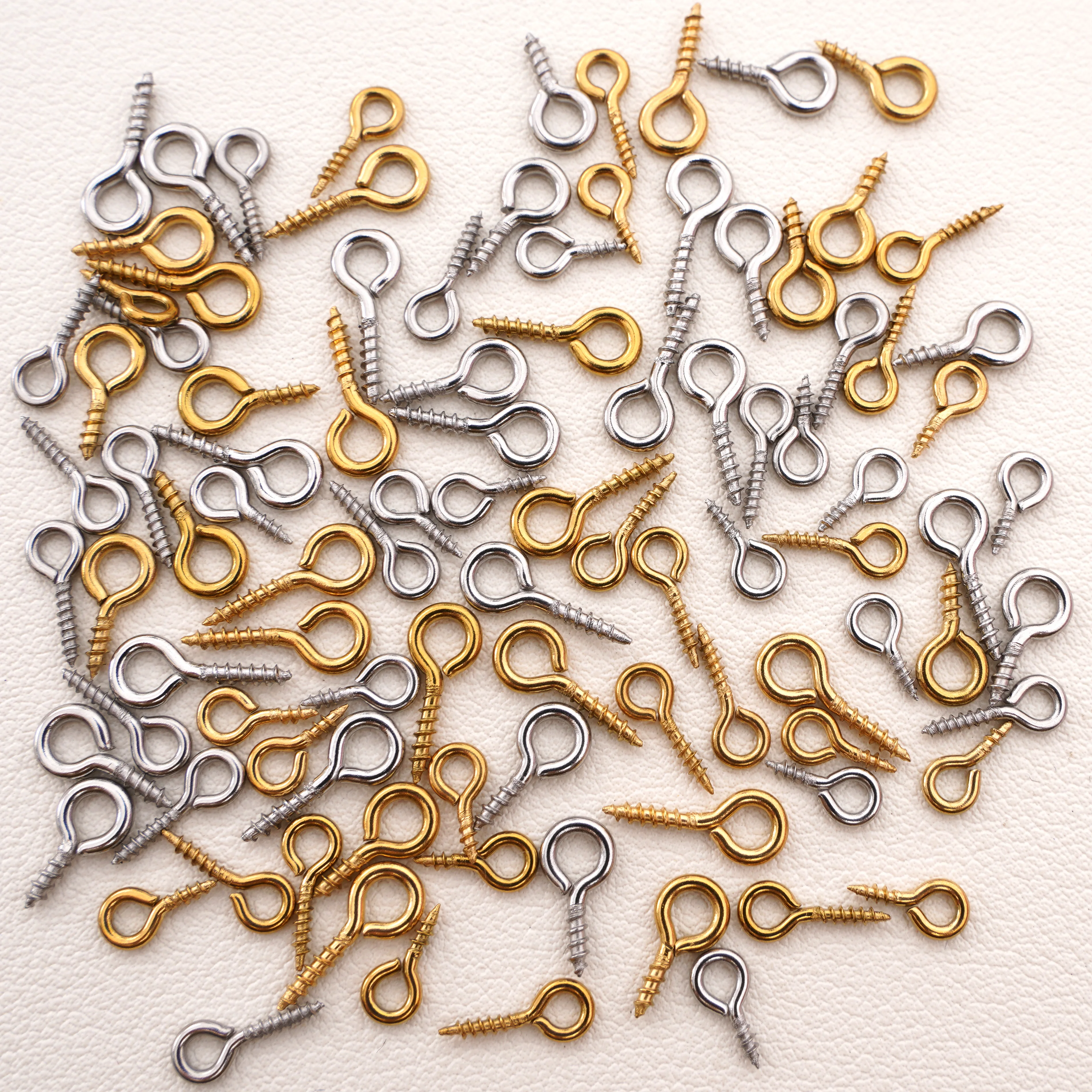 5/50pcs Stainless Steel Eyepin Keychain Hook Eye Pins Mini Screw Pendants DIY Threaded Pin Fitting DIY Jewelry Bracelet